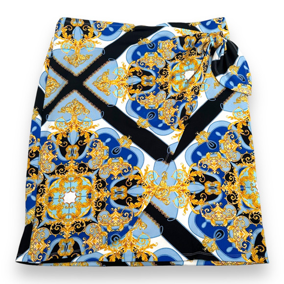 Bold Elements Baroque Skirt Womens XXL 2XL Mosaic Gold Cut To Curve Blue Scroll - Picture 1 of 9